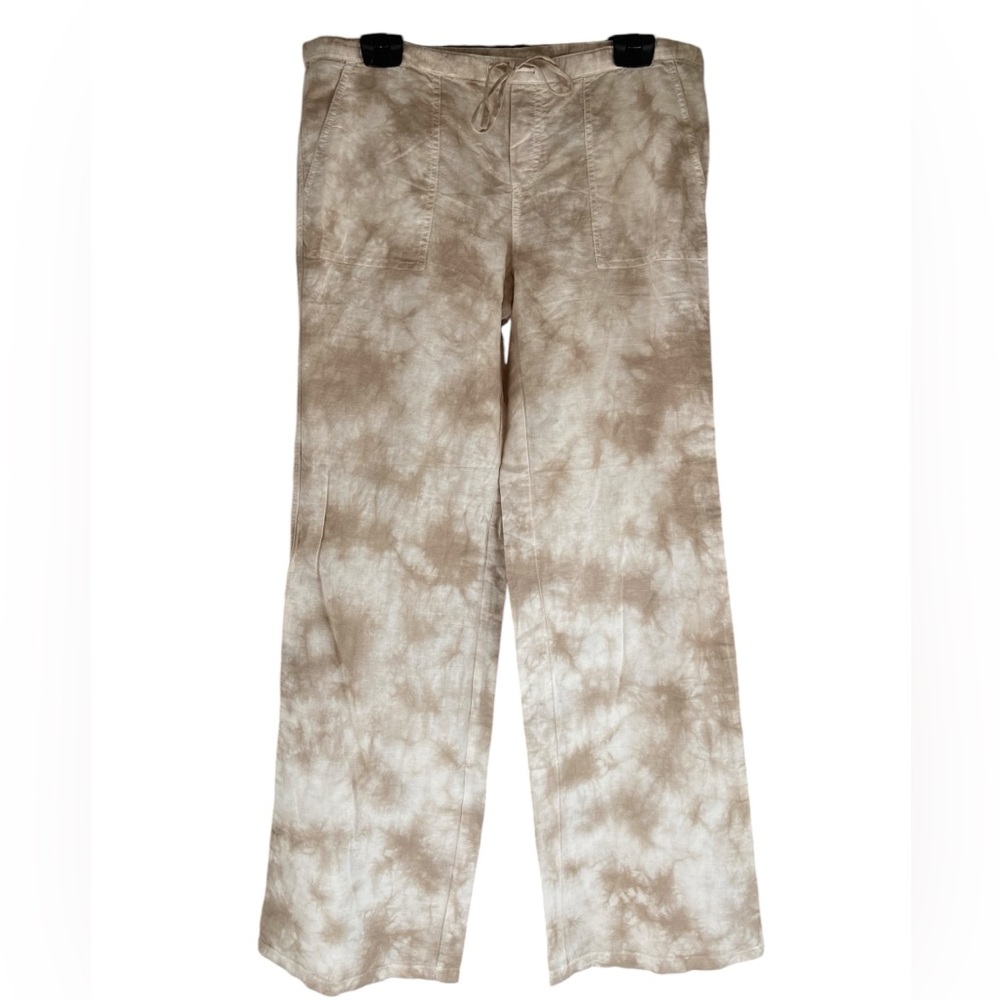 London Jean Linen Tie Die Cream and White womens Pants